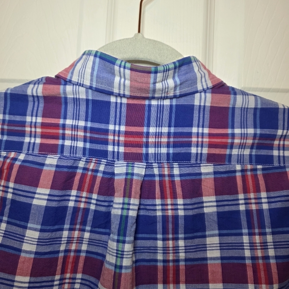Vineyard Vines Boys Size Large Cotton Madras Plaid Button Up Shirt - Picture 6 of 10